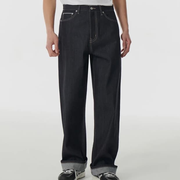 (29) 무탠다드 셀비지 와이드 데님 팬츠 [딥 인디고]