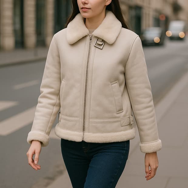 SPAO 여성 무스탕 자켓 아이보리