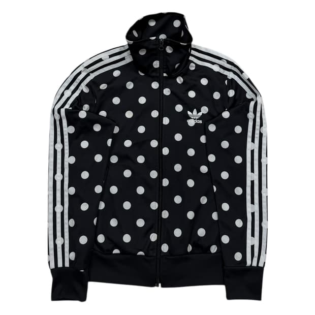 아디다스 빈티지 파이어버드 빅로고 땡땡이 도트 패턴 트랙탑져지 자켓 블랙