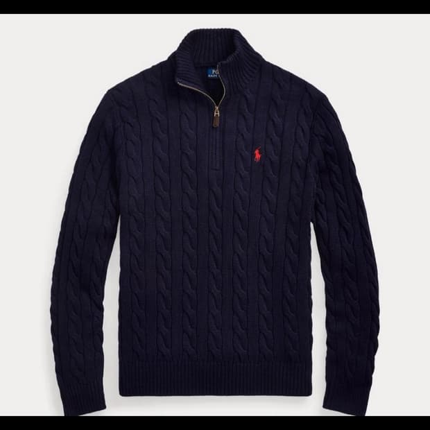 폴로 반집업 니트