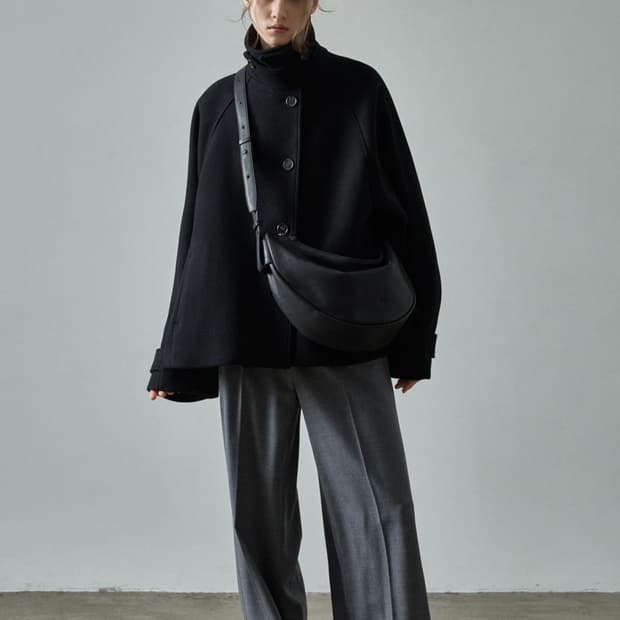 파사드패턴 오버핏 캐시미어 하프코트 M 블랙