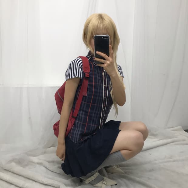 버버리 체크 셔츠 톤온톤 코디 