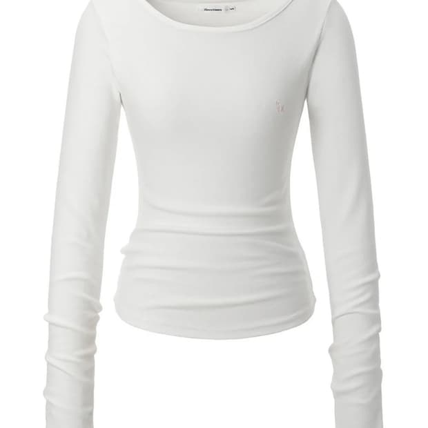 쓰리타임즈 히든 로고 티 아이보리