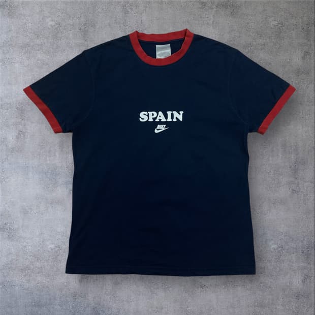 나이키 스페인 센터 로고 네이비 반팔티