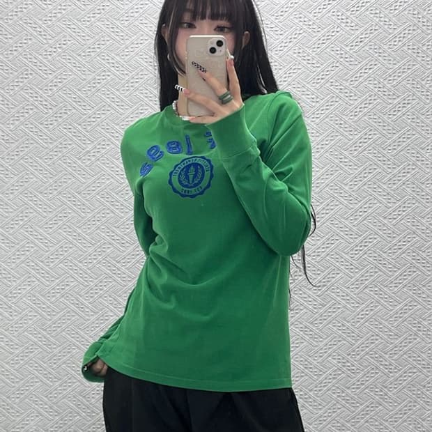 아베크롬비 빈티지 Y2K 레트로 그린 롱슬리브 M C10602