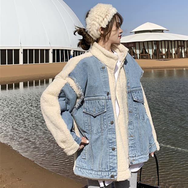 페이지플린 양털 데님 무스탕