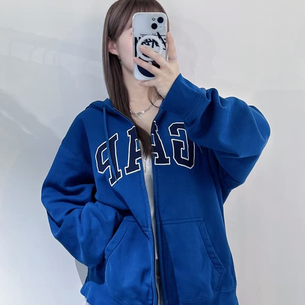 갭 빅로고 후드집업