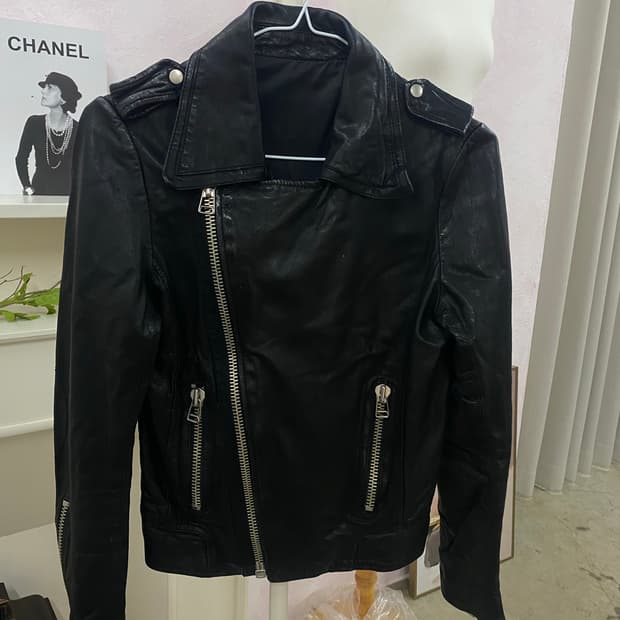 리얼 양가죽 여성 라이더 가죽 자켓