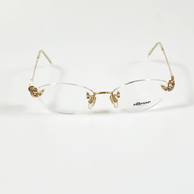 90s ELLESSE 골드 오벌 무테 프레임 빈티지 안경
