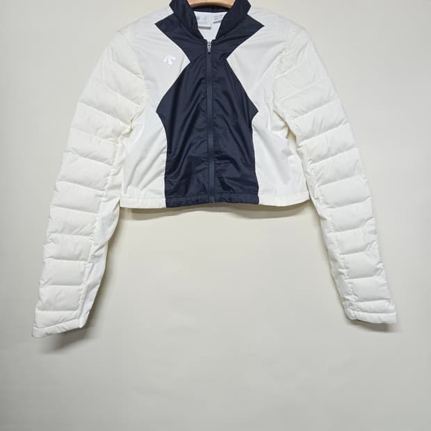데상트 골프  크롭 구스 패딩 화이트/네이비 M