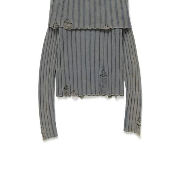 커렌트 washing off shoulder knit top