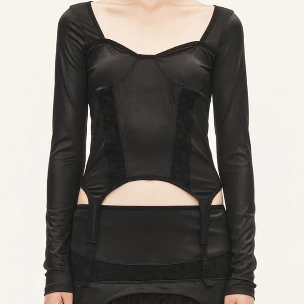 쓰리타임즈 레이스 가터 탑