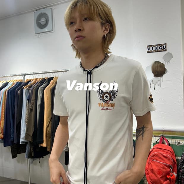Vanson 밴슨 로고 패치 반팔 티셔츠