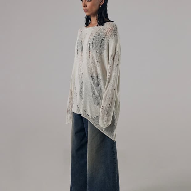 (택포) 트리밍버드 brindled see-through knit