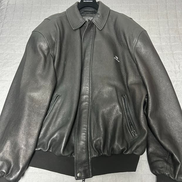 [M] 발렌시아가 레더 택시 블루종 자켓