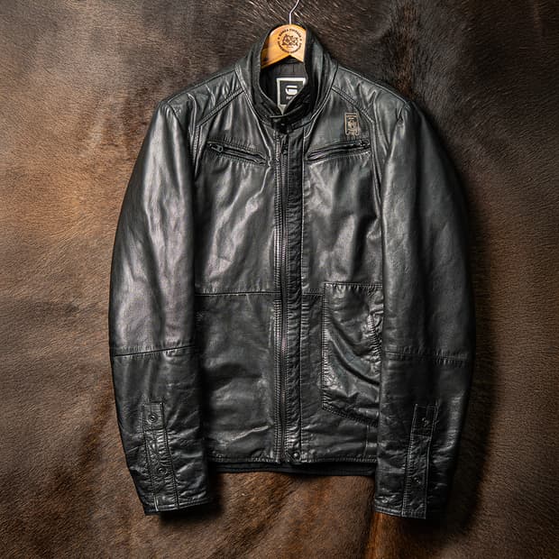 [M] G-STAR RAW 지스타 로우 고트스킨 카페레이서 자켓 블랙 