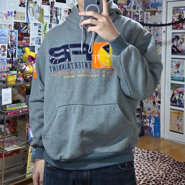 후부 올드스쿨 과녁 패치 기모 오버핏 후드티