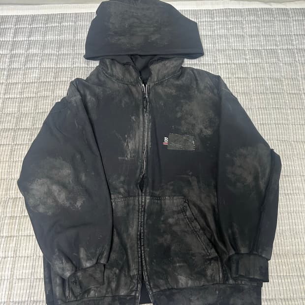 [S] 발렌시아가 더티 워싱 개퍼 후드집업 티셔츠