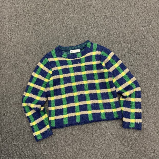 OS)SLY 빈티지 체크 패턴 여성 니트