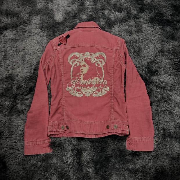 Hysteric Glamour 하트 걸프린팅 코듀로이 크롭 자켓