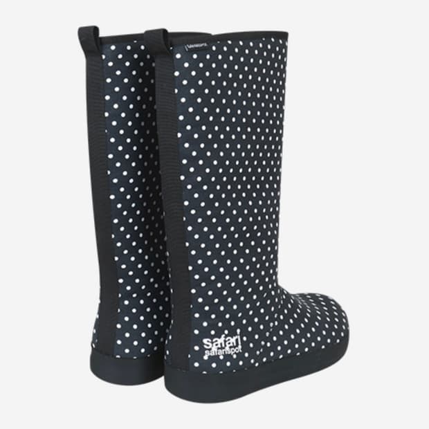 safarispot dot rain boot (black) 240