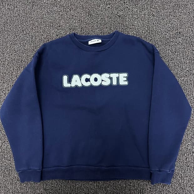 라코스테 여성 기모 크롭 맨투맨 네이비 95사이즈