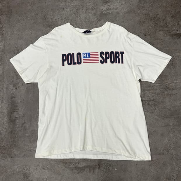 90s 폴로 스포츠 랄프로렌 USA Made RL 성조기 로고 반팔티 화