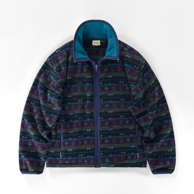 80s 빈티지 엘엘빈 지오매트릭 패턴 플리스 자켓