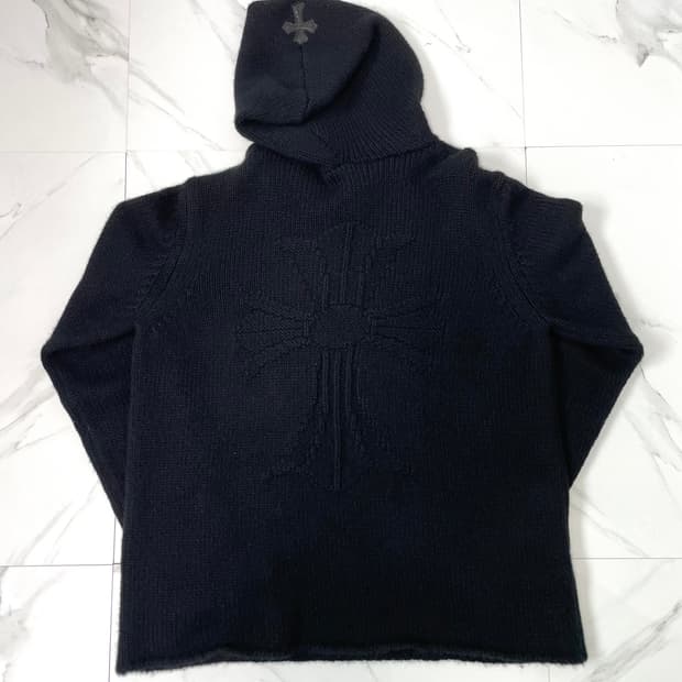 신형 크롬하츠 VIC 크로스 레더패치 빅크로스 캐시미어 후드티 XL