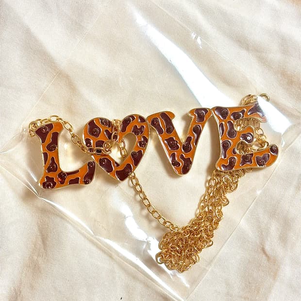 호피 오네갸루 목걸이 악세 레오파드 러브 레터링 큐빅 골드 체인