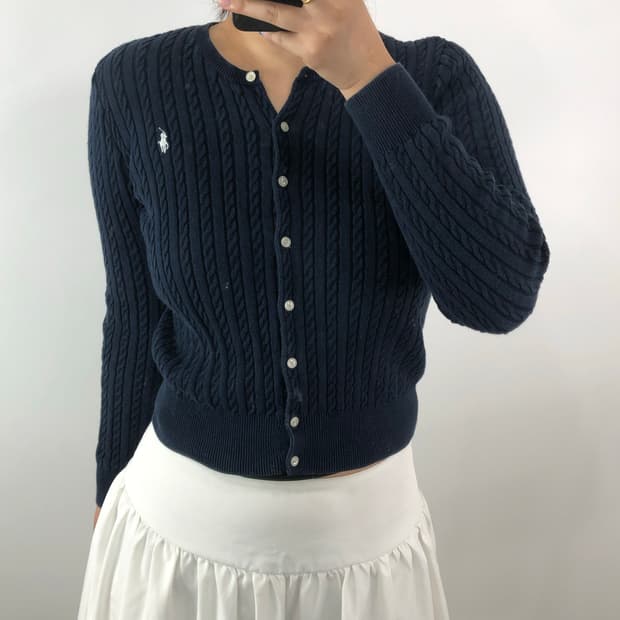 [XL-16] 폴로 네이비 케이블 니트 가디건