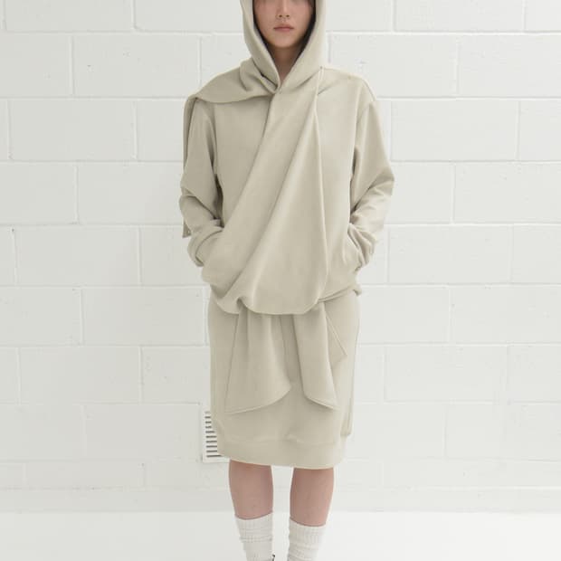tiles hoodie skirt (grey)  
