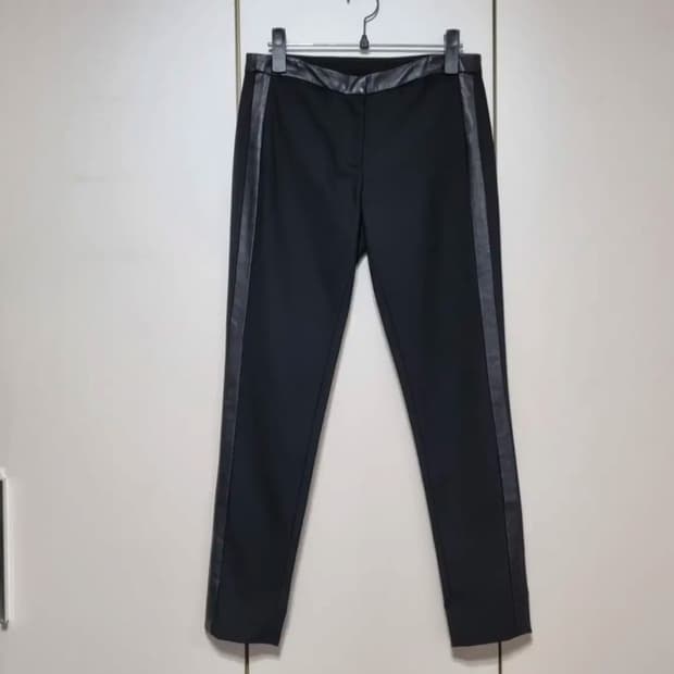 EDUN 가죽 트림 울 슬랙스 여성 팬츠 25