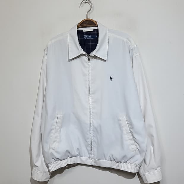 (105) 랄프로렌 폴로 블루종 점퍼 화이트 로고 자켓 