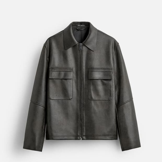 자라 레더자켓 브라운 M