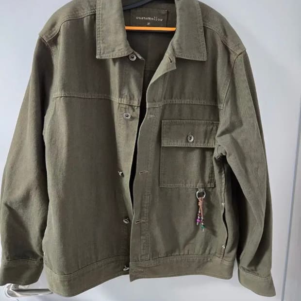 커스텀멜로우 카키 데님자켓