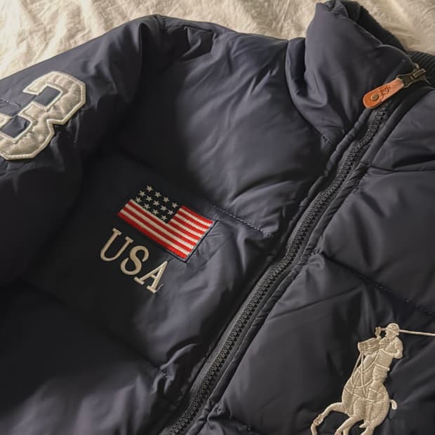 폴로 빅포니 성조기 패딩 다크네이비