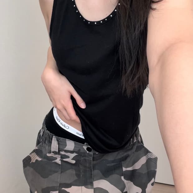 black stud sleeveless