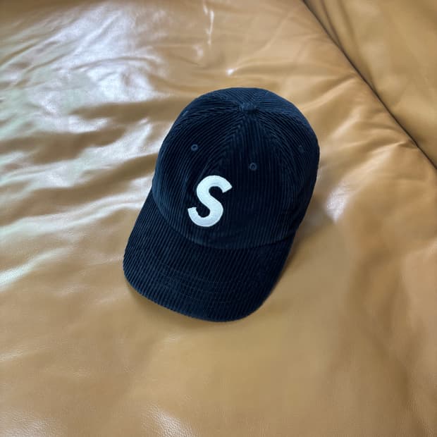 Supreme 슈프림 코듀로이 네이비 S로고 6패널 볼캡 모자 Navy