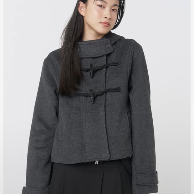 미세키 서울 더플 후디 쇼트 코트 차콜