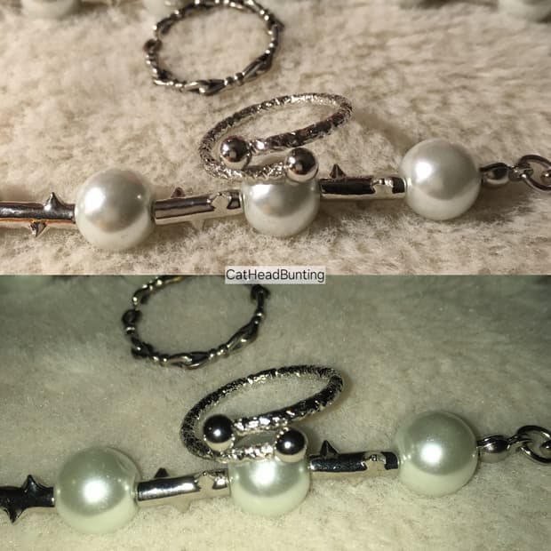 UNISEX 실버 투볼 글리터 °오픈 링° 반지