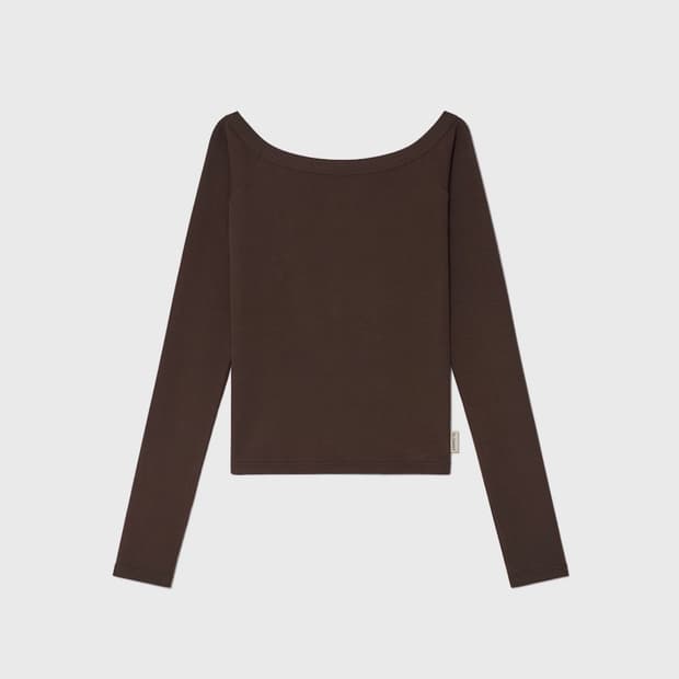 글로니 걸프렌드 오프숄더 탑 브라운