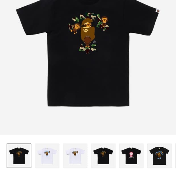 베이프 카모 컬리지 마일로 티셔츠 블랙 2XL