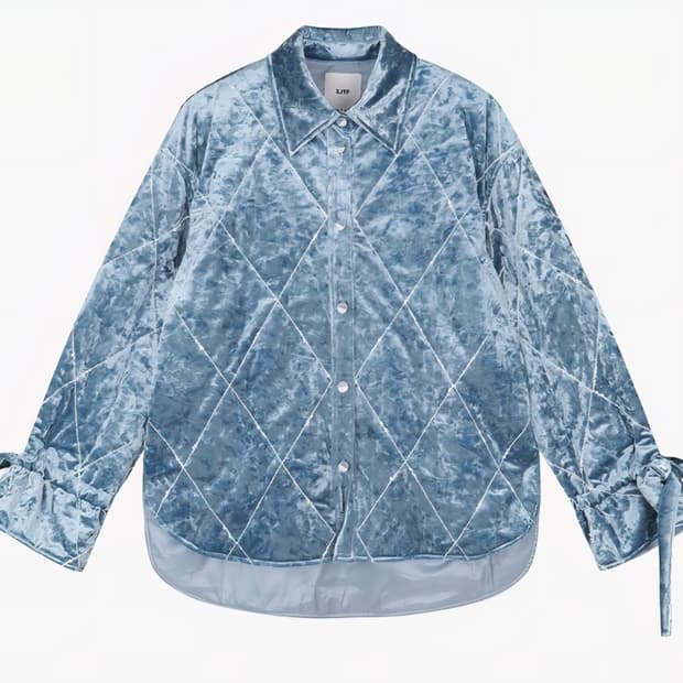 SJYP 소매 리본 벨벳 퀼팅 셔츠 자켓 S