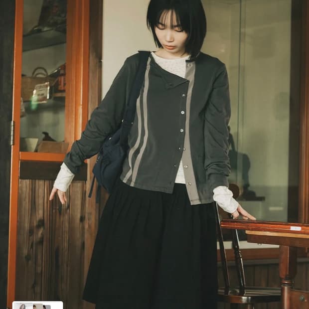 오헤시오 가디건 TWO-TONE LINE POCKET CARDIGAN