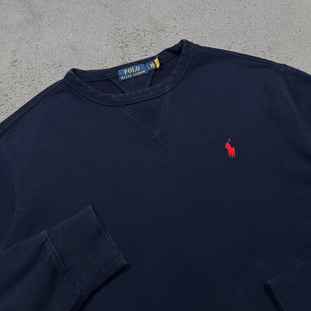 폴로 QR 네이비 맨투맨 
