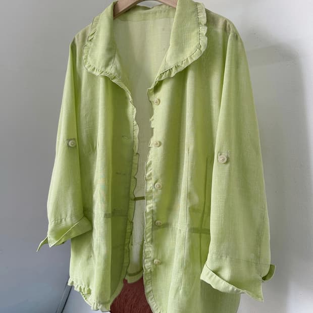Sheer poly utility design 3/4 sleeve jac