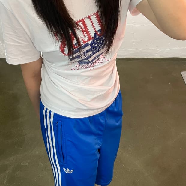 아디다스 삼선 트레이닝 반바지 블루 100