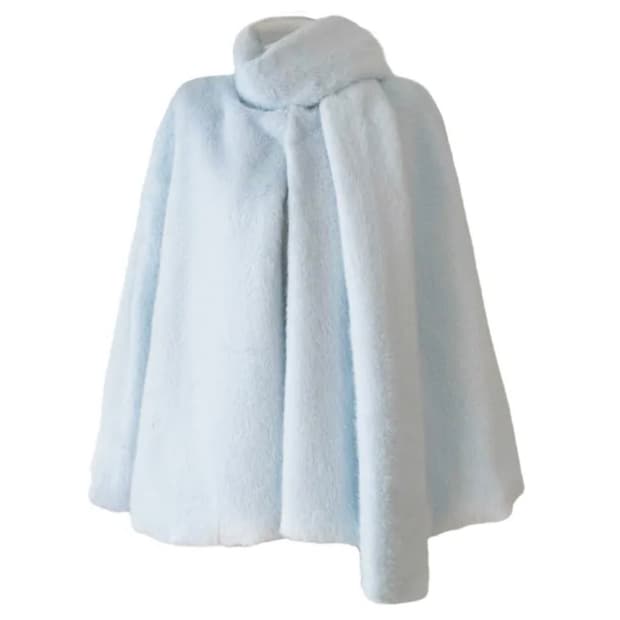 머플러 케이프 코트 블루