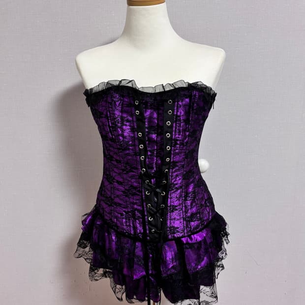 고스로리 퍼플 레이스 코르셋 + 프릴 스커트 셋업